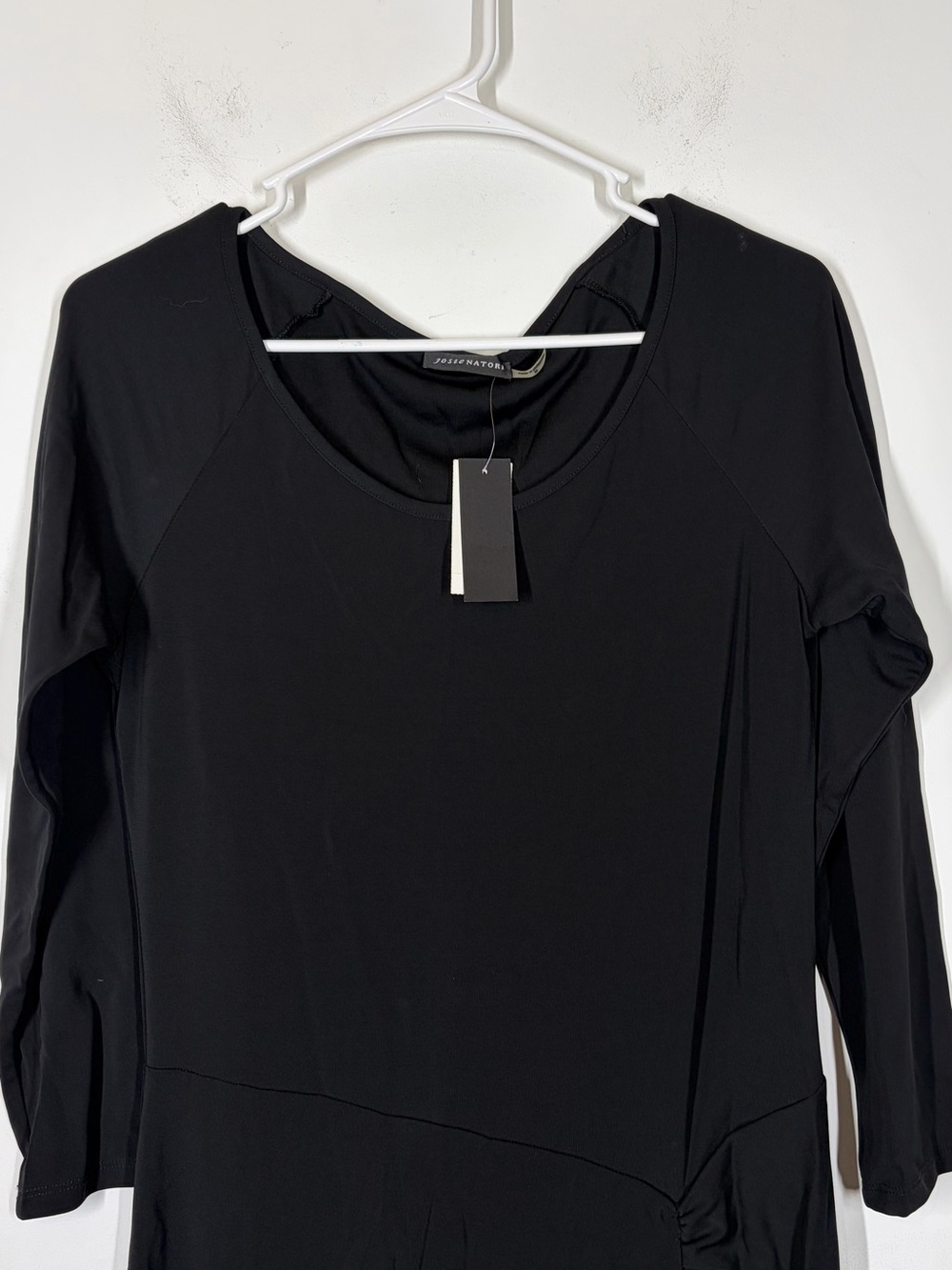 NWT $450 Josie Natori Black Jersey Matte Dress Size Medium - Picture 3 of 9